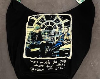 Neil Young Hobo Bag made from vintage tshirt and lined with repurposed fabric. All are one of a kind. I only upcycle licensed tshirts.