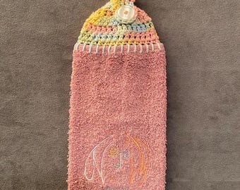Imagine Embroidered Crochet Top Towel