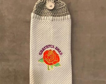 Rose Embroidered Crochet Top Towel