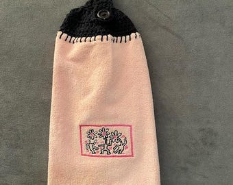 Artist Inspired Embroidered Crochet Top Towel