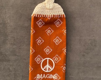 Imagine Embroidered Crochet Top Towel