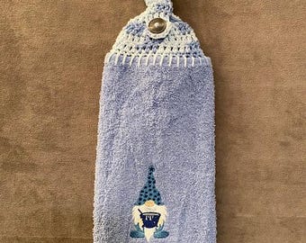 Cooking Gnome Embroidered Crochet Top Towel