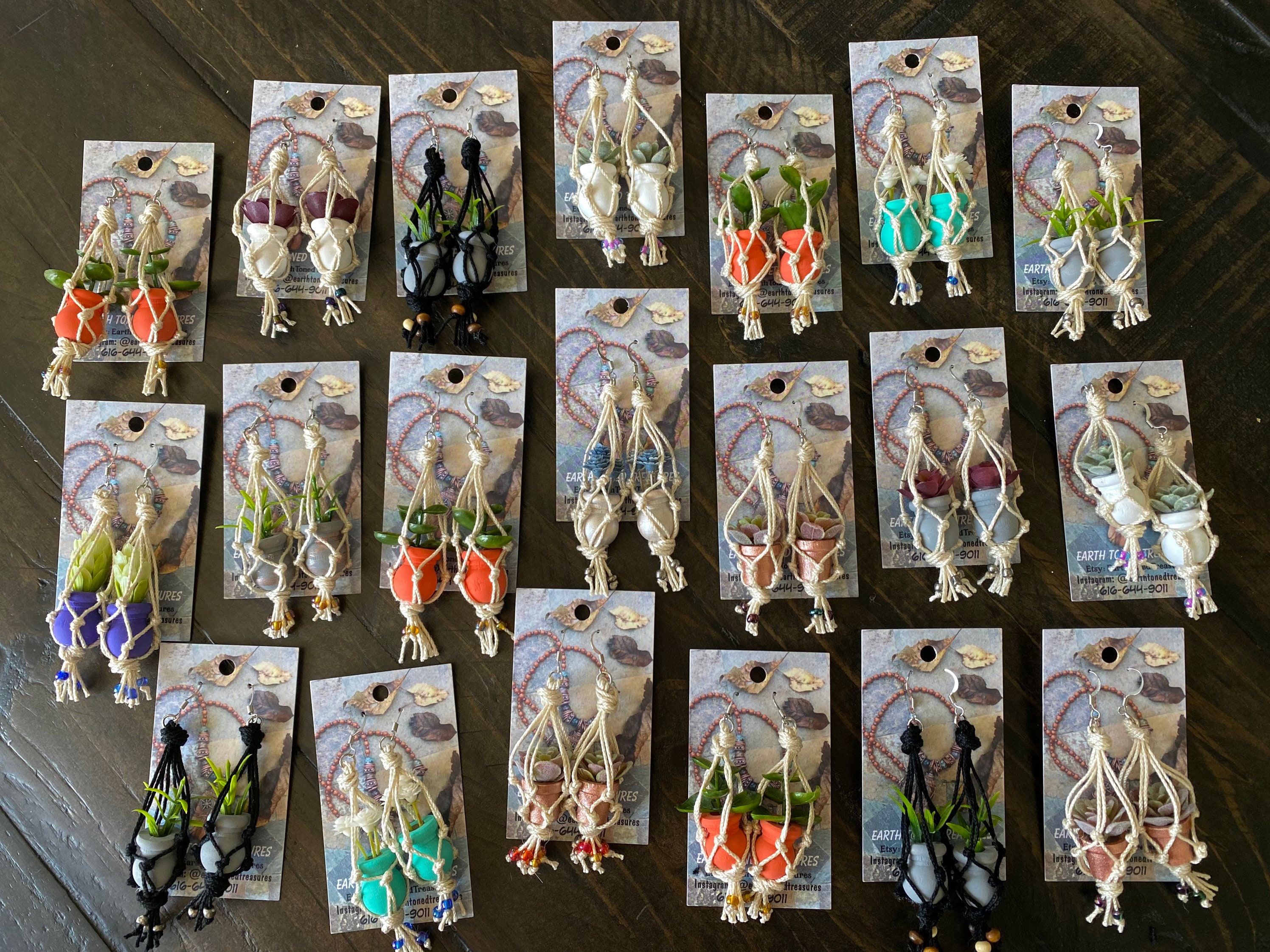 Hanging plant earrings