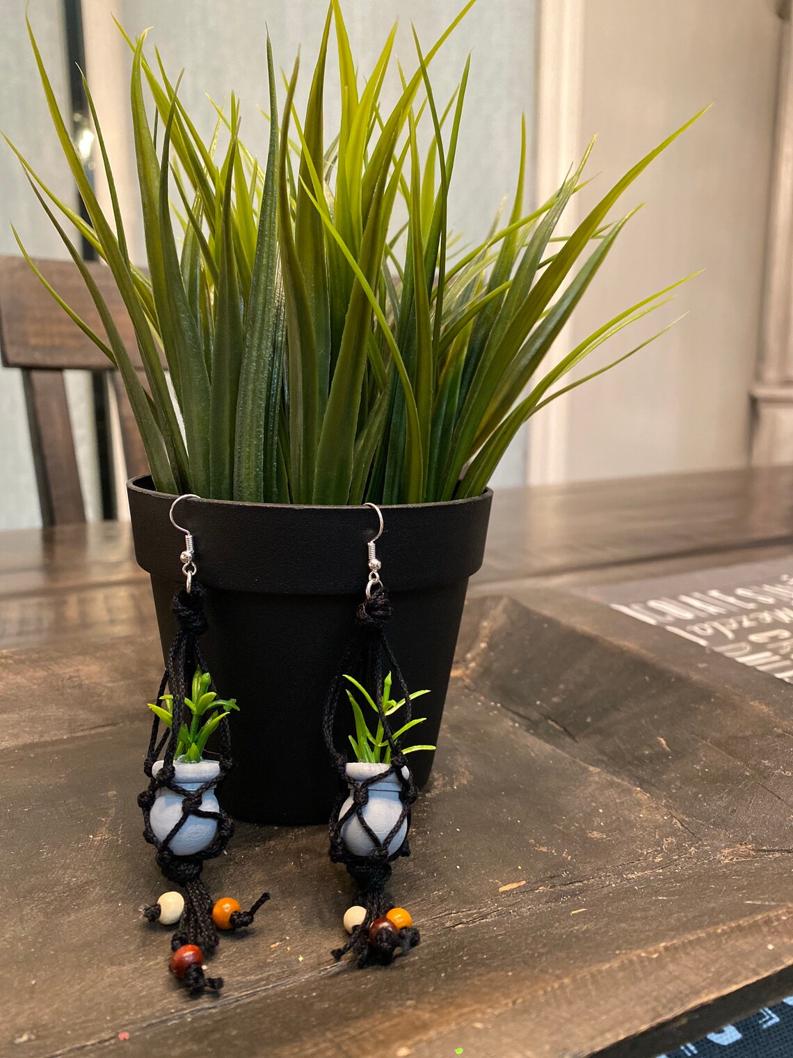 Hanging plant earrings Etsy