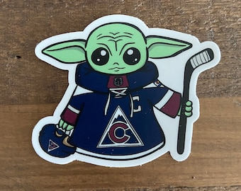 Baby Yoda Hockey, Colorado Avalanche, NHL, Hockey, Sticker