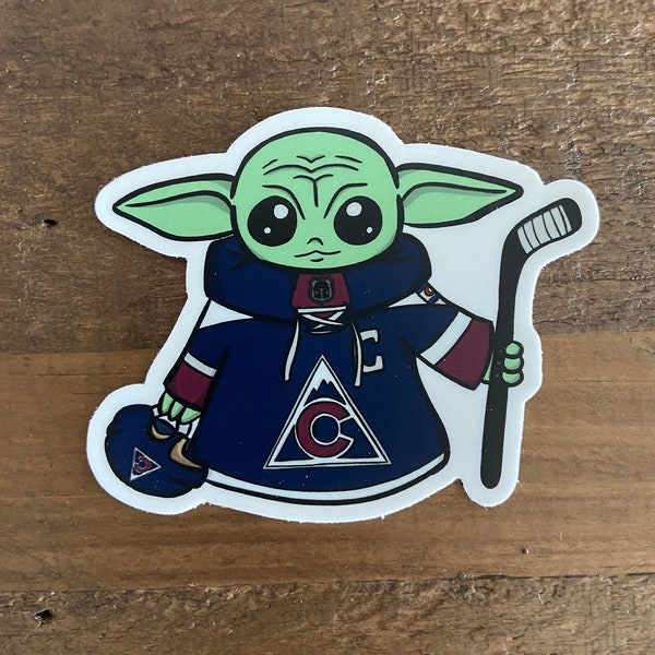 Baby Yoda Hockey, Colorado Avalanche, NHL, Hockey, Sticker