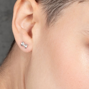 Mini Bow Earrings in 925 Sterling Silver for Women and Teen Girls, Cute Girls Earrings in a Bow Pattern, Small Silver Bow Stud Earrings