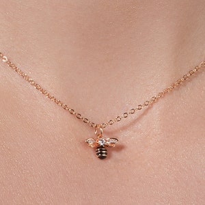 Rose Gold Bee Necklace for Women and Teenage Girls, Rose Gold Bumble Bee Pendant Necklace for Women, Rose Gold Honey Bee Necklace for Women image 1