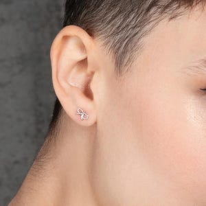 Dainty Bow Stud Earrings: Rhodium Plated 925 Sterling Silver