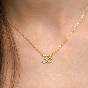 Gold Plated 925 Sterling Silver Divine OM Pendant Necklace For Women, Dainty Gold Om Necklace For Girls, Spiritual Gold Pendant Necklace