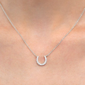 Dainty Horseshoe Necklace for Women in 925 Sterling Silver, Cute Horseshoe Pendant Necklace for Teen Girls, Lucky Charm Silver Necklace