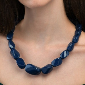 22 inch Long Blue Statement Necklace for Women and Girls, Handmade Chunky Necklace for Women in Blue, Bohemian Costume Jewellery For Women