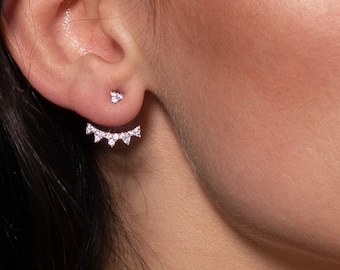 Boucles d'oreilles en argent sterling 925 pour femmes et adolescentes, boucles d'oreilles couronnes élégantes inhabituelles avec zircons cubiques pour femme