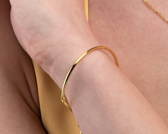 Adjustable Plain Dainty Gold Bangle Bracelet for Women and Girls, Cute Gold Plated Thin Bangle Bracelet, Skinny Gold Slider Bangle Bracelet