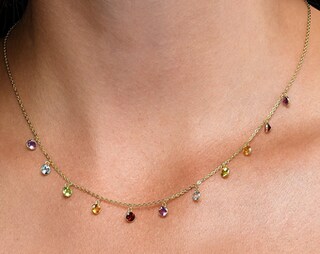 CARISSIMA Collana Donna Oro Giallo 9ct Con Ciondolo A Barra E Zirconi, 41cm