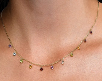 CARISSIMA Collana Donna Oro Giallo 9ct Con Ciondolo A Barra E Zirconi, 41cm