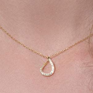 Gold Teardrop Necklace for Women and Girls, Gold Plated 925 Sterling Silver Pendant Necklace with Zirconia Stones, Gold Pendant Necklace