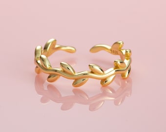 Verstellbarer goldener Zehenring aus vergoldetem Sterlingsilber, einfache Zehenringe für Frauen und Mädchen, Rebe-Zehenring, Midi-Ring oder Ring für den kleinen Finger