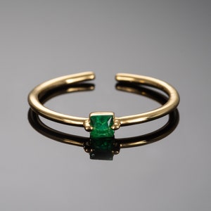 Green Ring in Gold for Women, Adjustable Open Rings for Women With a ...