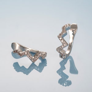 Set of Cuff Earrings for Women and Girls, Silver Ear Cuffs with Cubic Zirconia Gemstones, Pair of Ear Cuff Earrings with Stones No Piercing