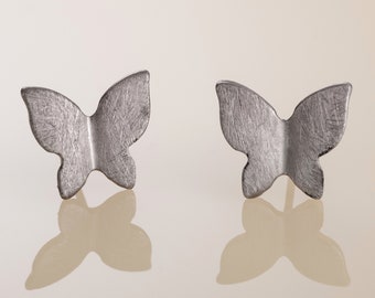 Butterfly Stud Earrings for Women in Matte, Brushed Finish Earrings for Women, Silver Butterfly Earrings for Teen Girls and Women