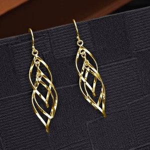 Gold Plated Sliver Long Spiral Dangling Earrings For Women, Gold Plated Dangling Spiral 925 Sterling Silver Twirl Earrings For Girls image 2