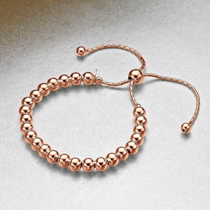 Rose Gold Plated Ball Bracelet For Women, Italian Designed Ball bracelet For Girls In Silver