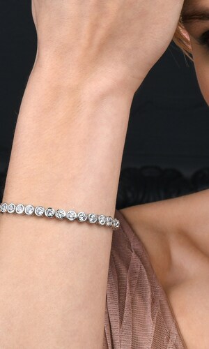 Bracelet En Argent 925 Avec Zircones Cubiques – Ajustable, Empilable, Style Tennis, Pour Femme Et Fille, Cadeau élégant