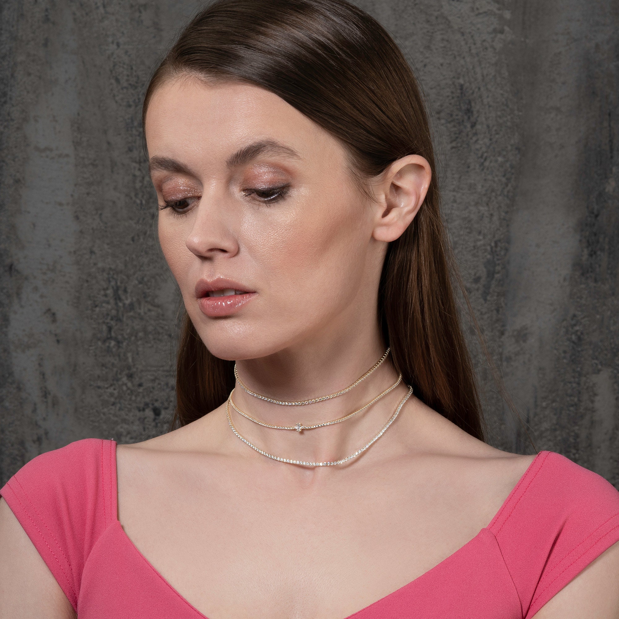 Namana Collana Girocollo Oro Per Donna – 18kt Con Zirconi Cubici – In Argento 925 – Regalo In Scatola