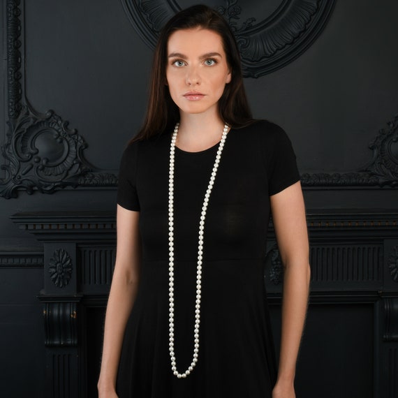 Length Bead Glass Imitation Pearl Necklace Women Simple - Temu
