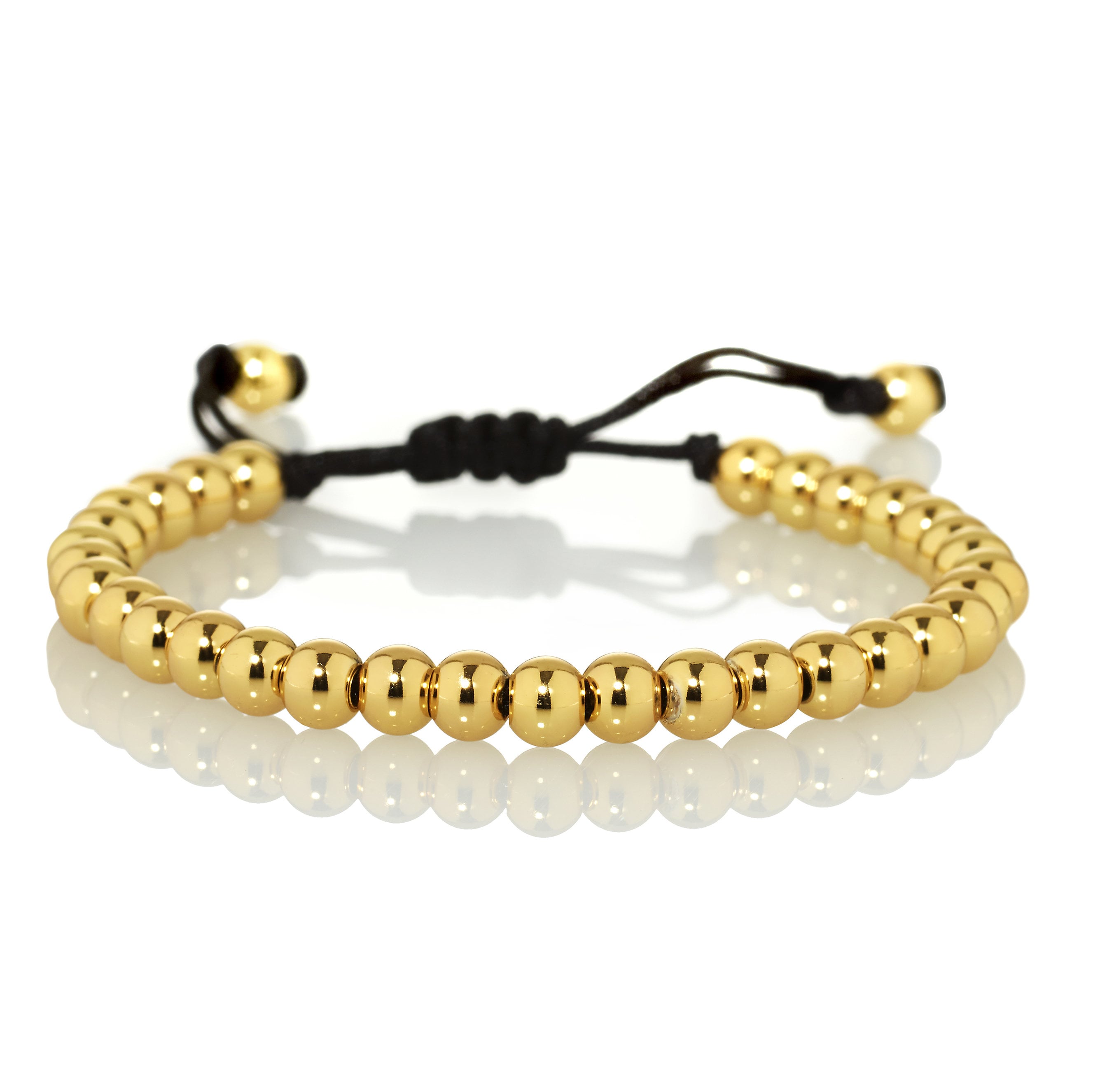 Adjustable Gold Bead Bracelet for Men and Teenage Boys, Gold