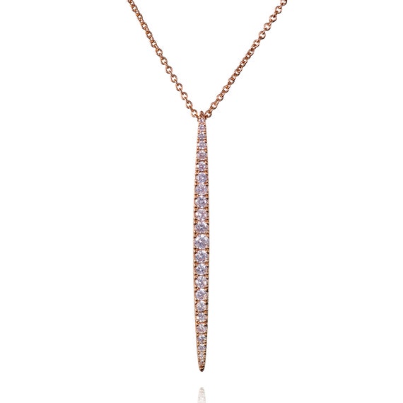 Rose Gold Long Pendant Necklace for Women 22 Inch Long Chain With