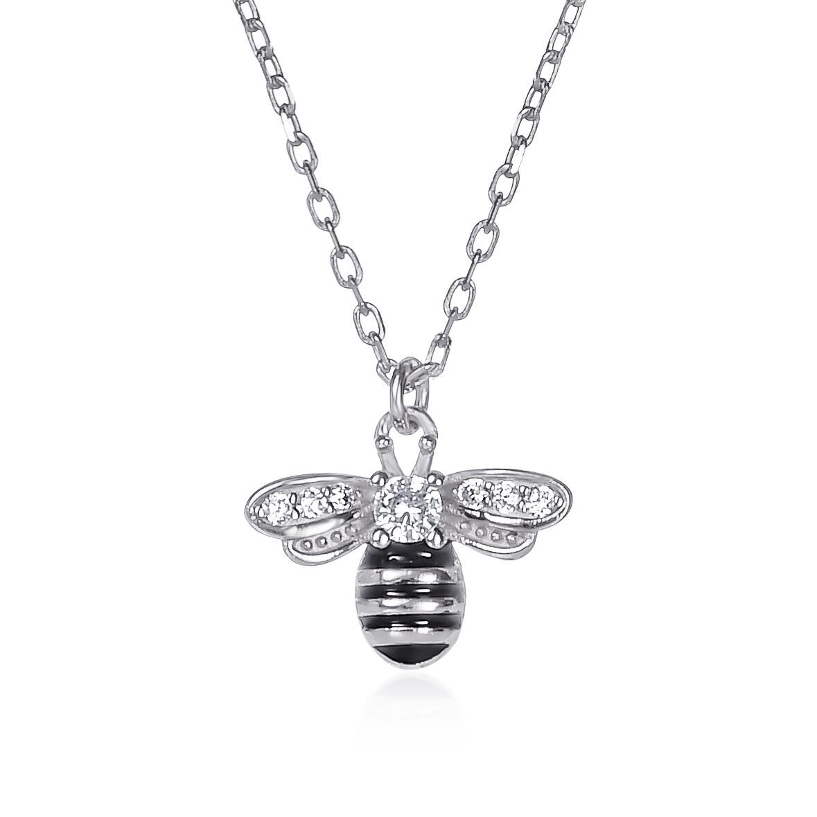 Collana con ciondolo a forma di ape in argento sterling 925