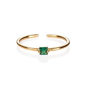 Green Ring in Gold for Women, Adjustable Open Rings for Women With a ...