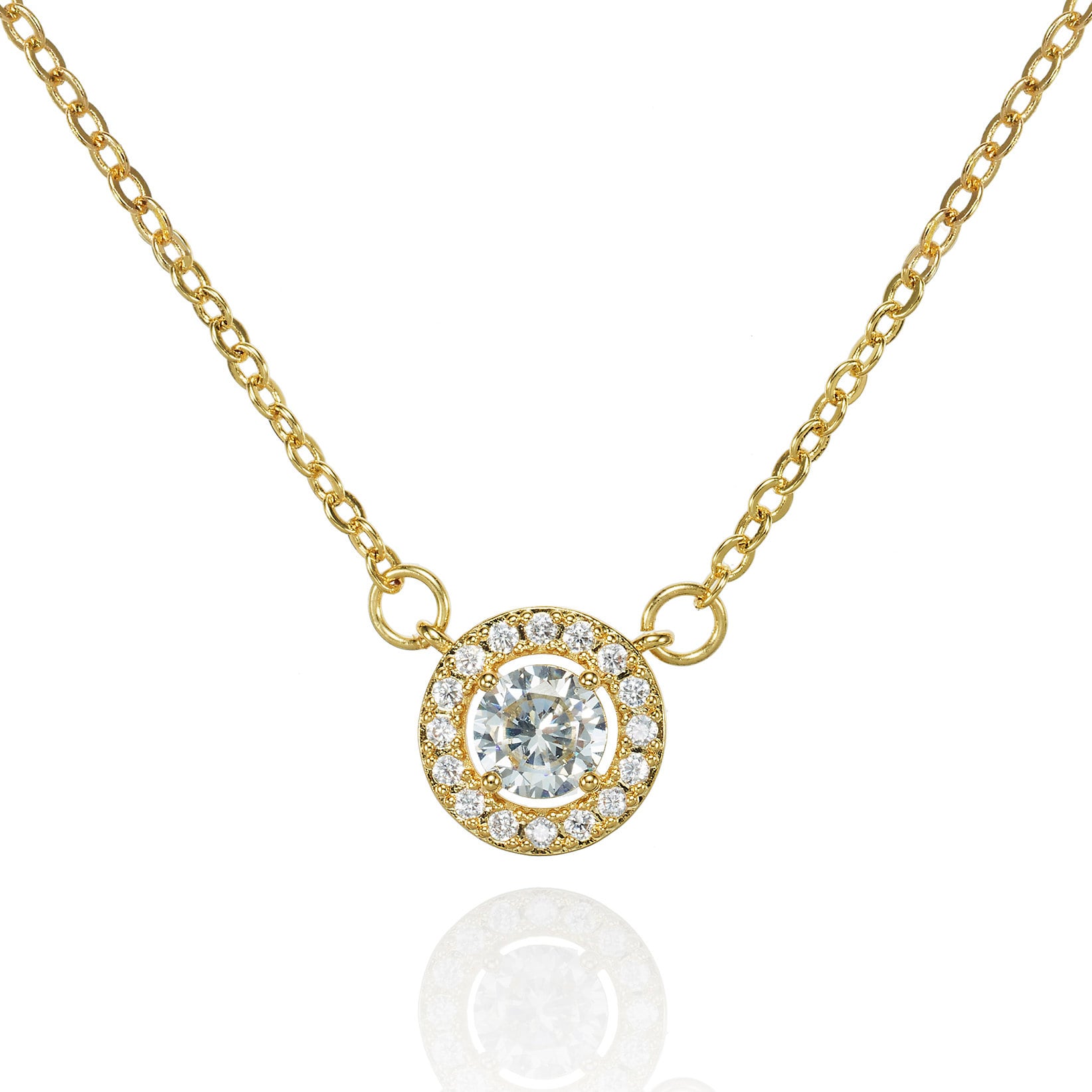 Collana con ciondolo a forma di fata e luna in oro 10K con zirconi cubici