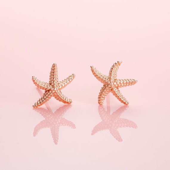 Rose Gold Starfish Earrings for Women Brushed Finish Rose Gold Stud Earrings for Women Rose Gold Earrings for Teen Girls and Women Etsy