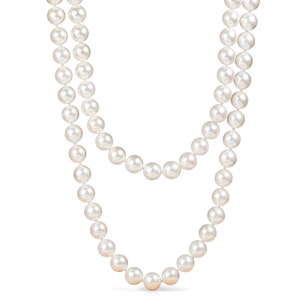 Extra Long Pearl Necklace for Women, 55-inch Long Pearl Necklace for Women with White Shell Pearls, Stylish long Necklace With Shell Pearls image 2