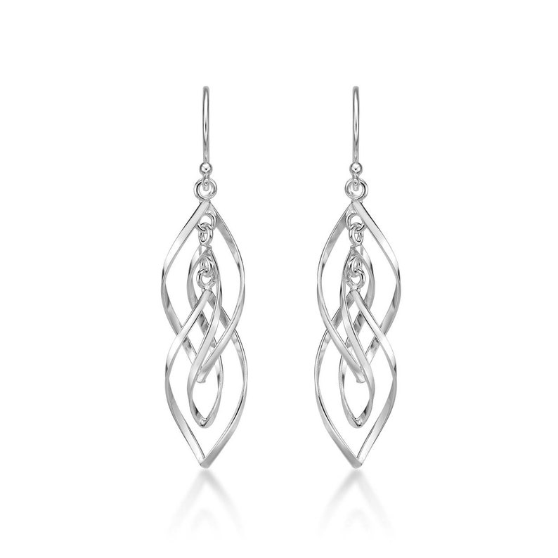 925 Sterling Silver Long Spiral Dangling Earrings For Women, Dangly Spiral Silver Twirl Earrings for Girls, Long Dangle Silver Earrings image 2