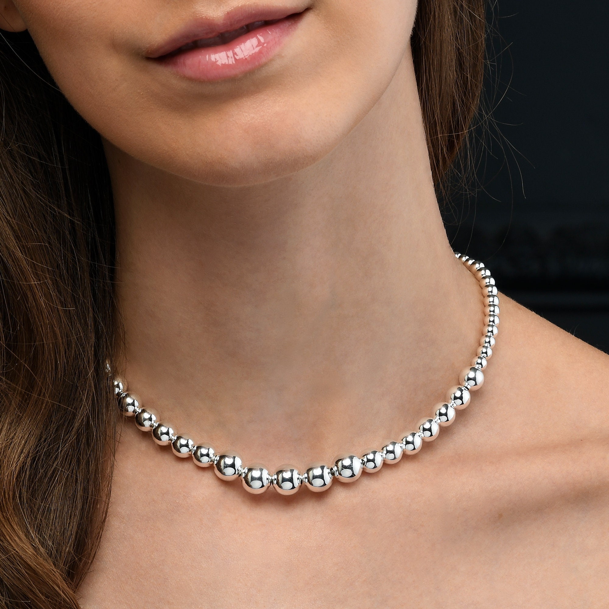 Cute 12mm Ball Bell Pendant Necklace - 925 Sterling Silver Adjustable Choker For Women & Girls