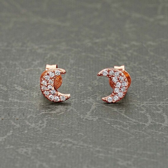 Orecchini A Mezzaluna In Argento 925 Con Zirconia Cubica - Eleganti Gioielli Donna, S925, Venduti In Coppia - 3