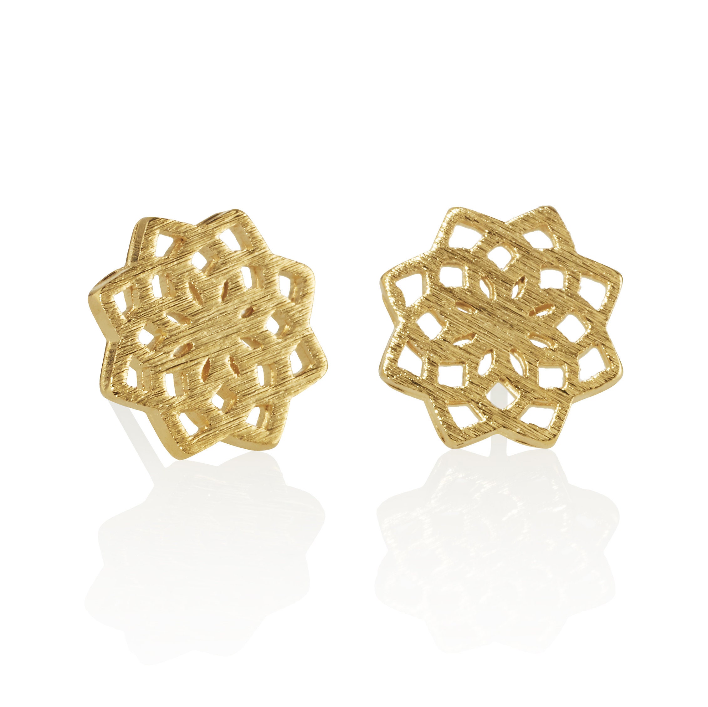 Gold Mandala Flower Stud Earrings for Women Gold Plated Stud - Etsy UK