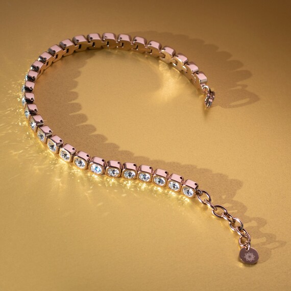 Bracciale Tennis Donna Con Cristalli, Acciaio Inox, Lunghezza 19 Cm, Regalo Con Custodia - 5