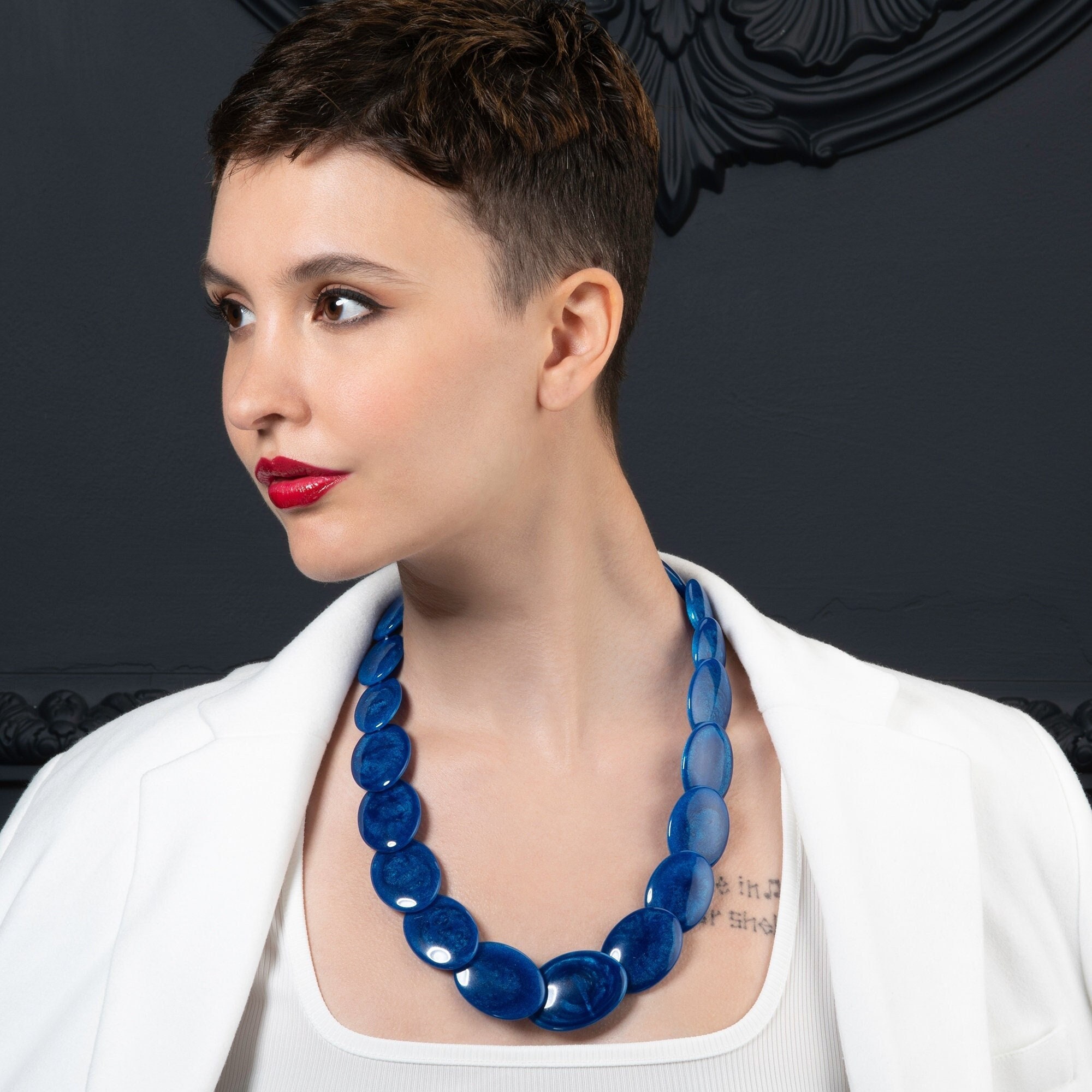 24 Inch Long Royal Blue Statement Necklace for Women Handmade Boho Chic Chunky Necklace for Women in Blue Blue Bohemian Costume Jewellery Etsy Ireland