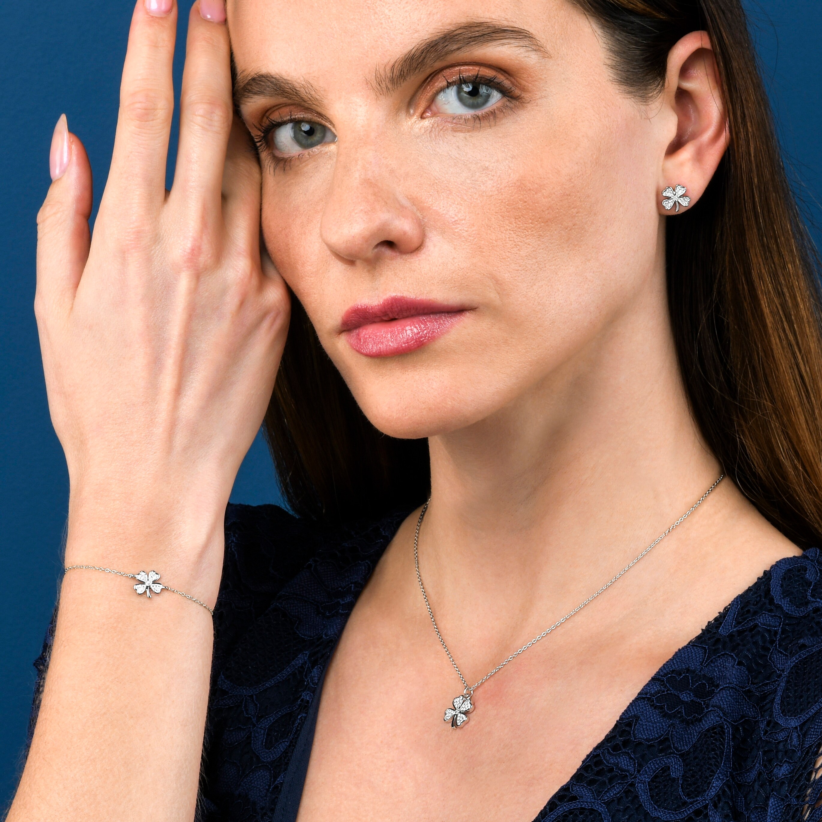 Collana Con Ciondolo Quadrifoglio In Argento 925 E Zirconi, Portafortuna Per Donna - 6