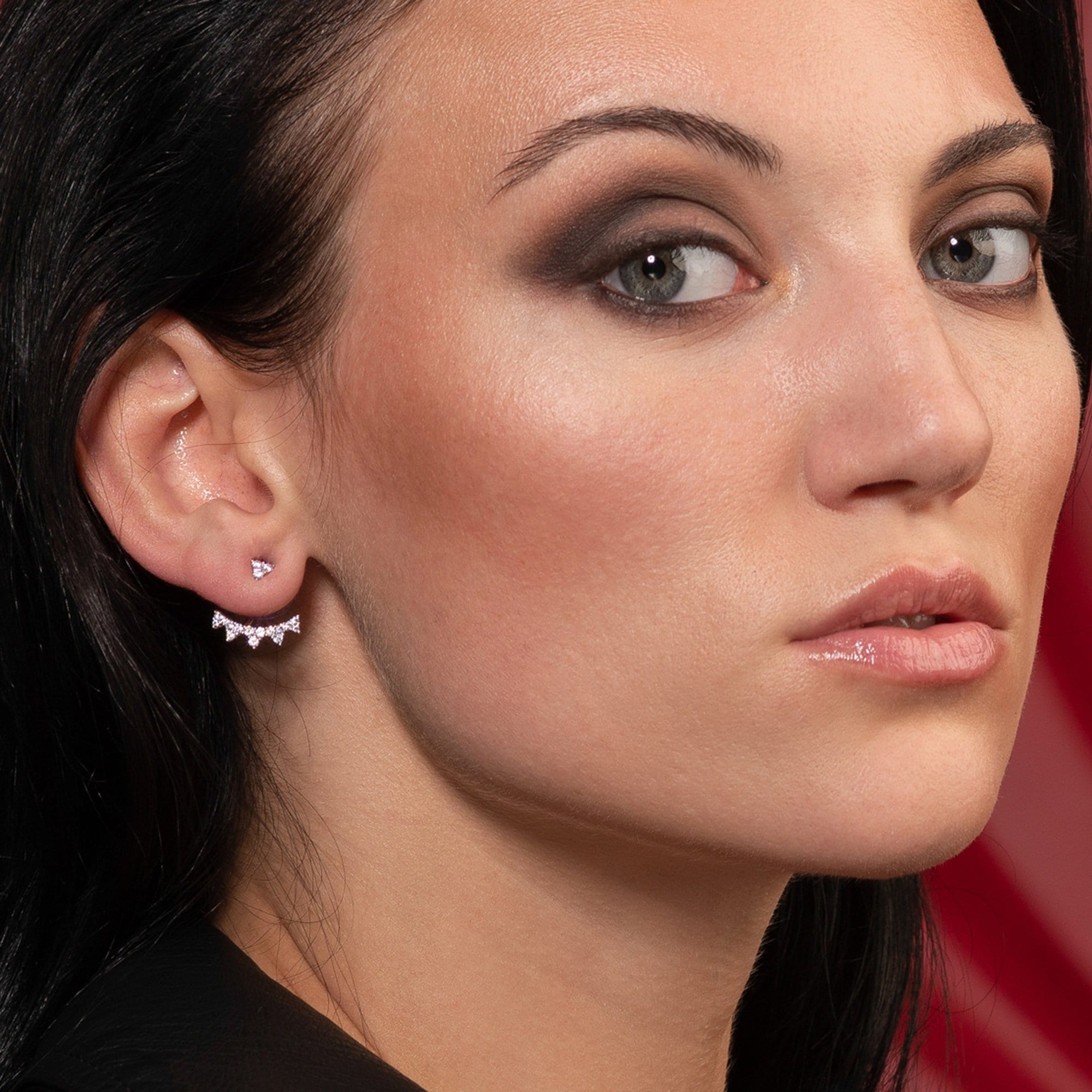 ●TATIANA● Silver 925 Moissanite Ear Jacket Earrings DE0004 MUSINSA | TATIANA (Silver 925) Shining Rose Ear Jacket