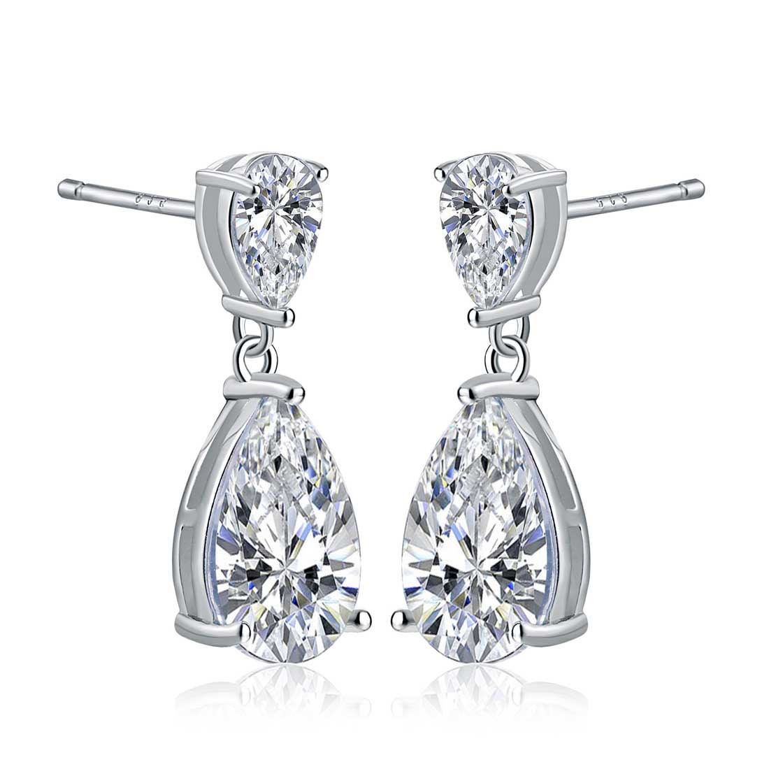 Orecchini A Goccia In Argento 925 Con Zirconi Rosa – Bellitia – Pendenti Eleganti Per Donna