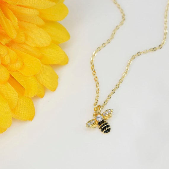 Honey Bee Necklace Gold-plated with Cubic Zirconia Honey Bee Necklace Gold-plated with Cubic Zirconia