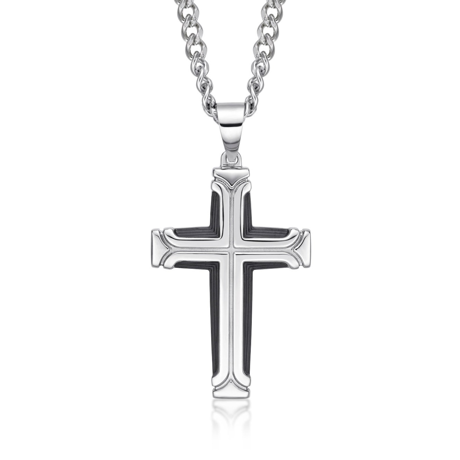 Stainless Steel Mens Cross Necklace With Black IP Plating. the Etsy
