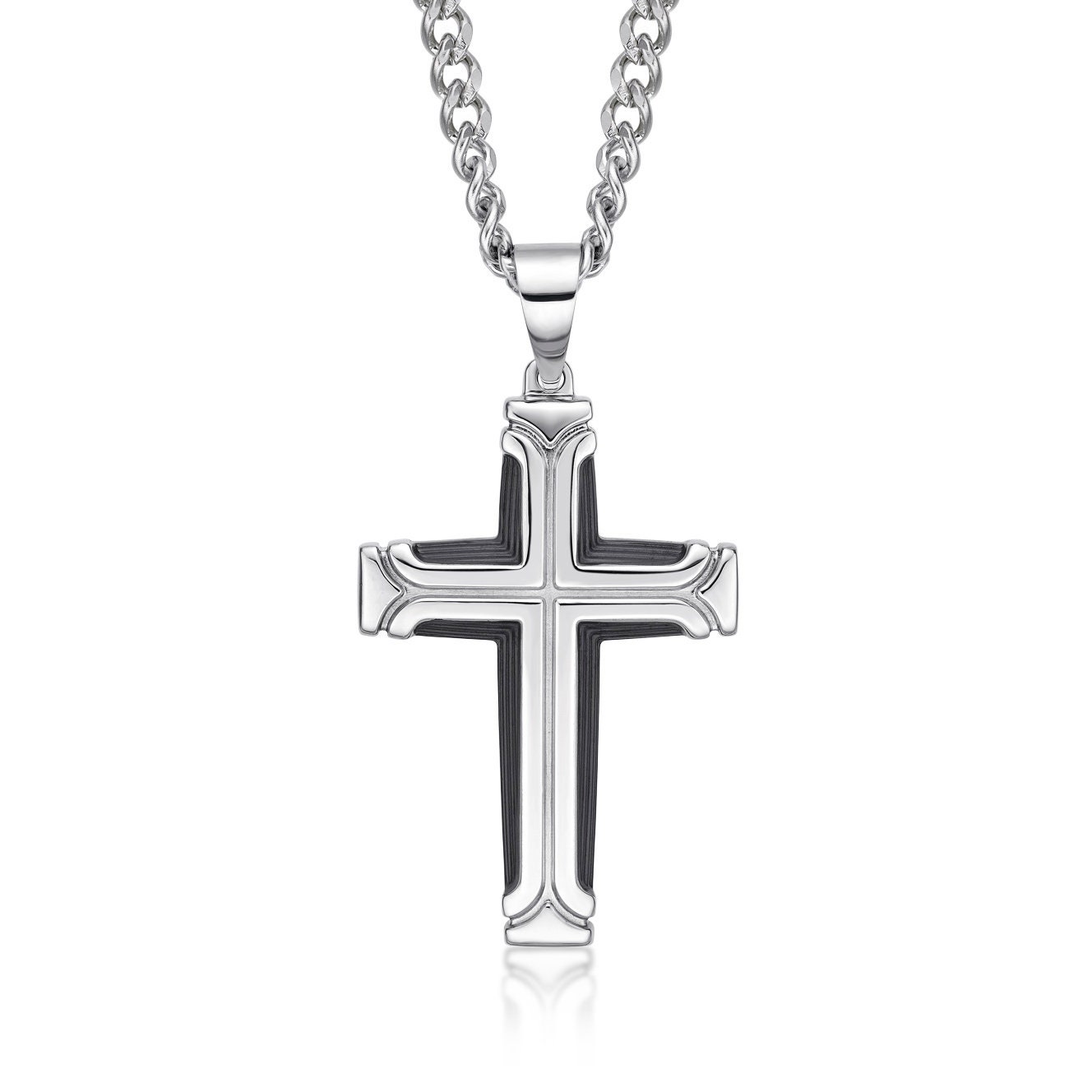 Stainless Steel Mens Cross Necklace With Black IP Plating. the Etsy
