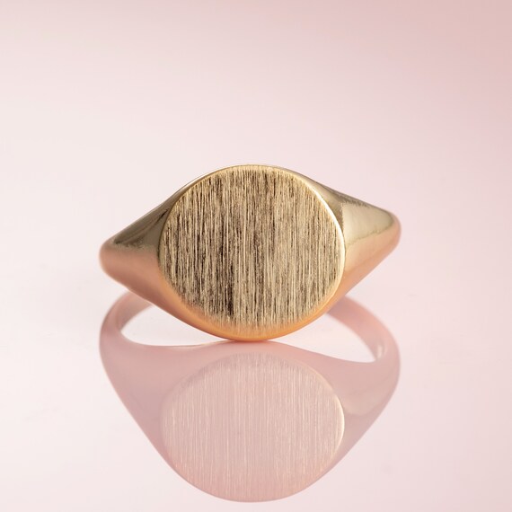 Adjustable Gold Signet Ring for Women Brushed Finish Gold Plated